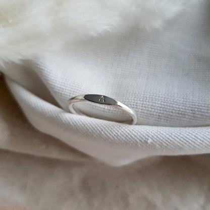Silver Initial Mini Signet Ring