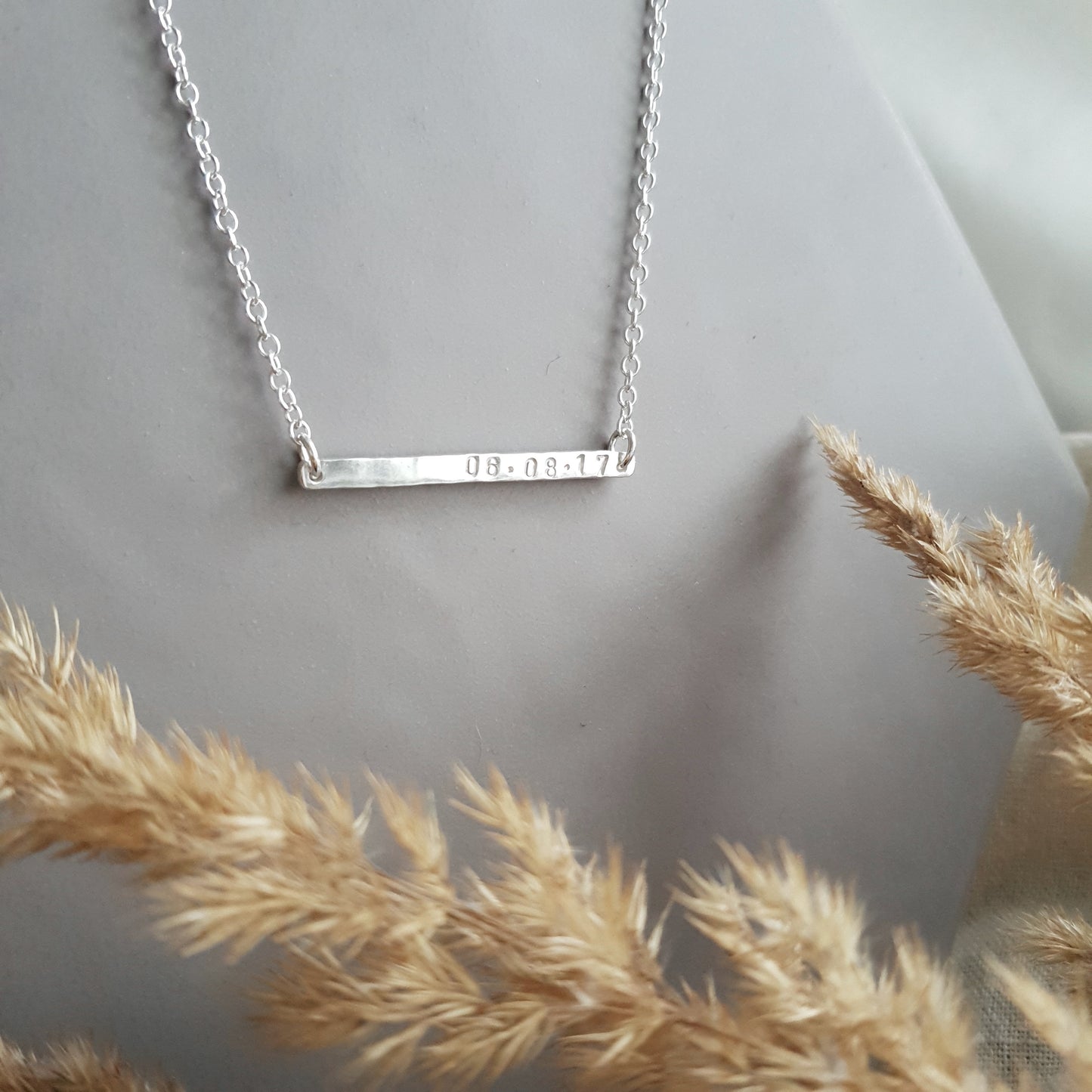 Silver Bar Necklace Personalised