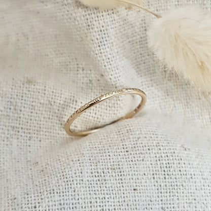 Hammered Lines Stacking Ring - 9ct Gold