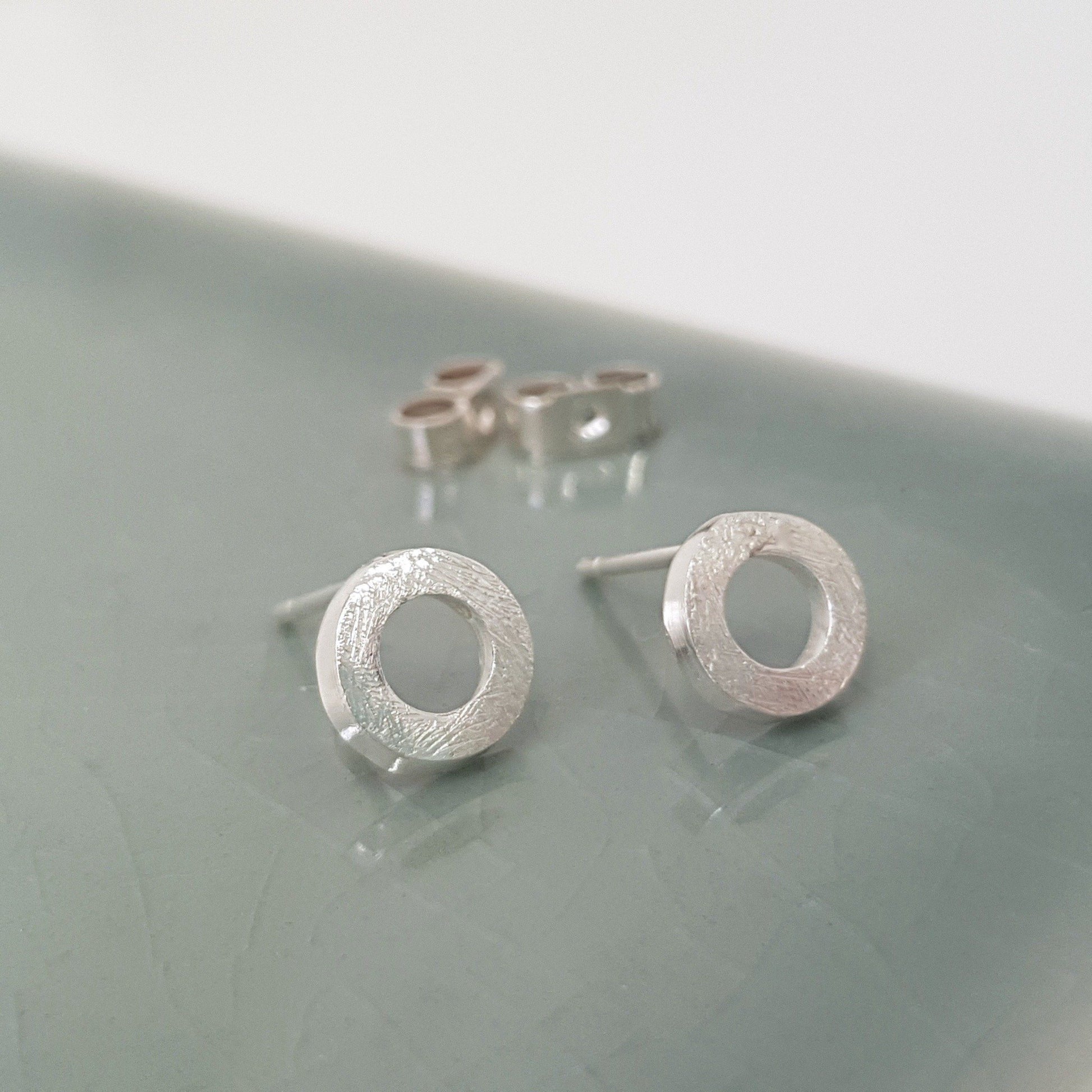 Silver Small Link Studs Earrings Handmade by Anna Calvert Jewellery in the UK