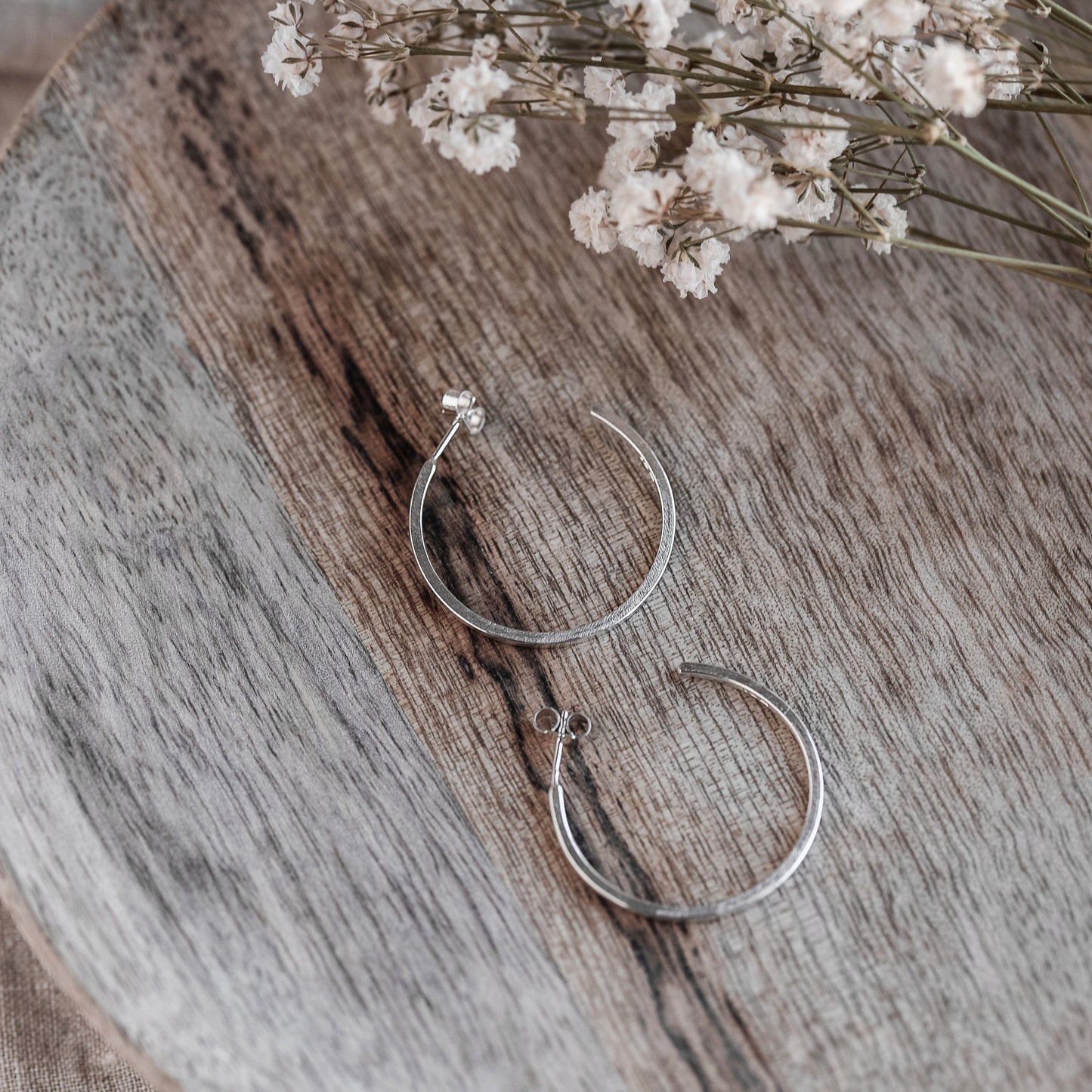 Silver Hoop Earrings Handmade by Anna Calvert Jewellery in the UK