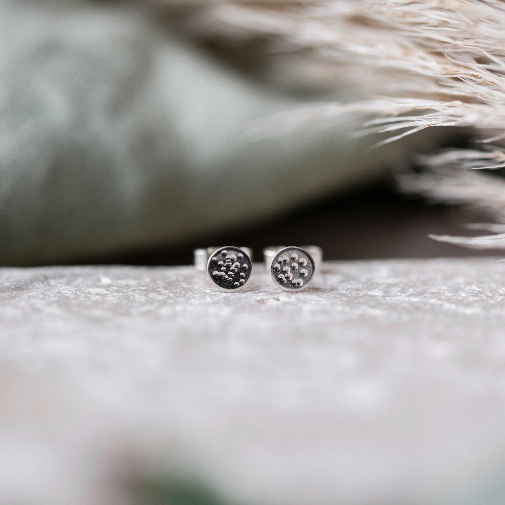 Silver Moon Stud Earrings Handmade by Anna Calvert Jewellery UK