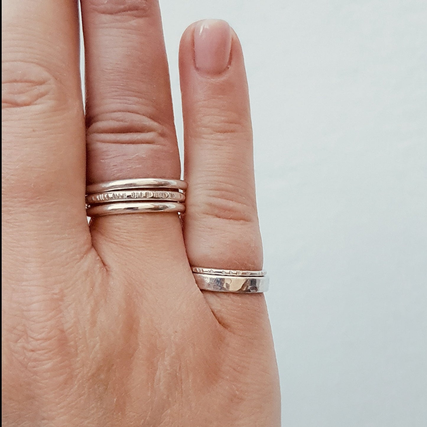 Infinity Silver Ring - Hammered Lines