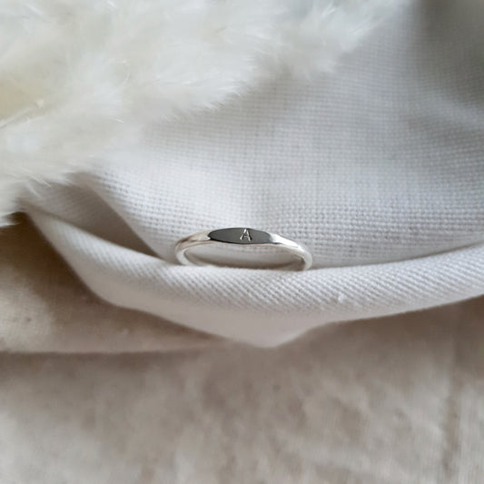 Silver Initial Mini Signet Ring