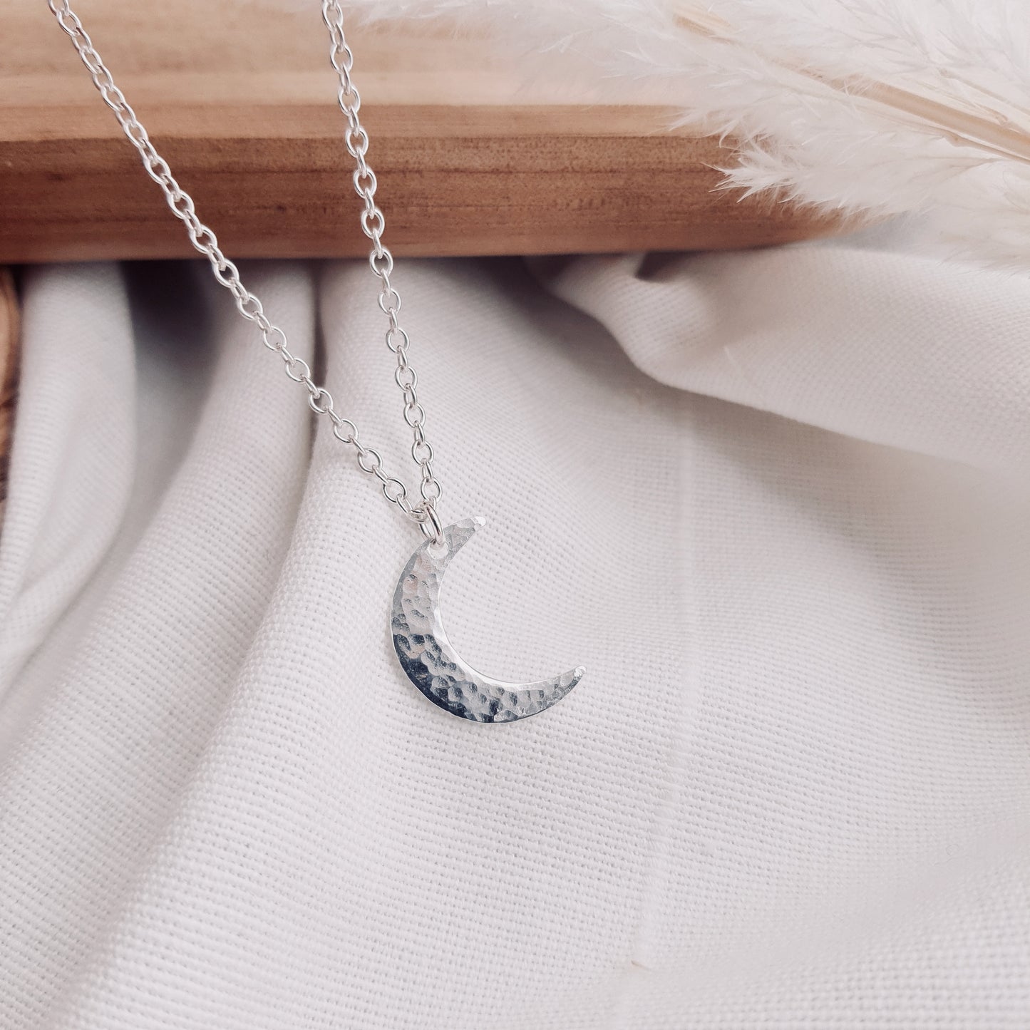Large Silver Crescent Moon Necklace