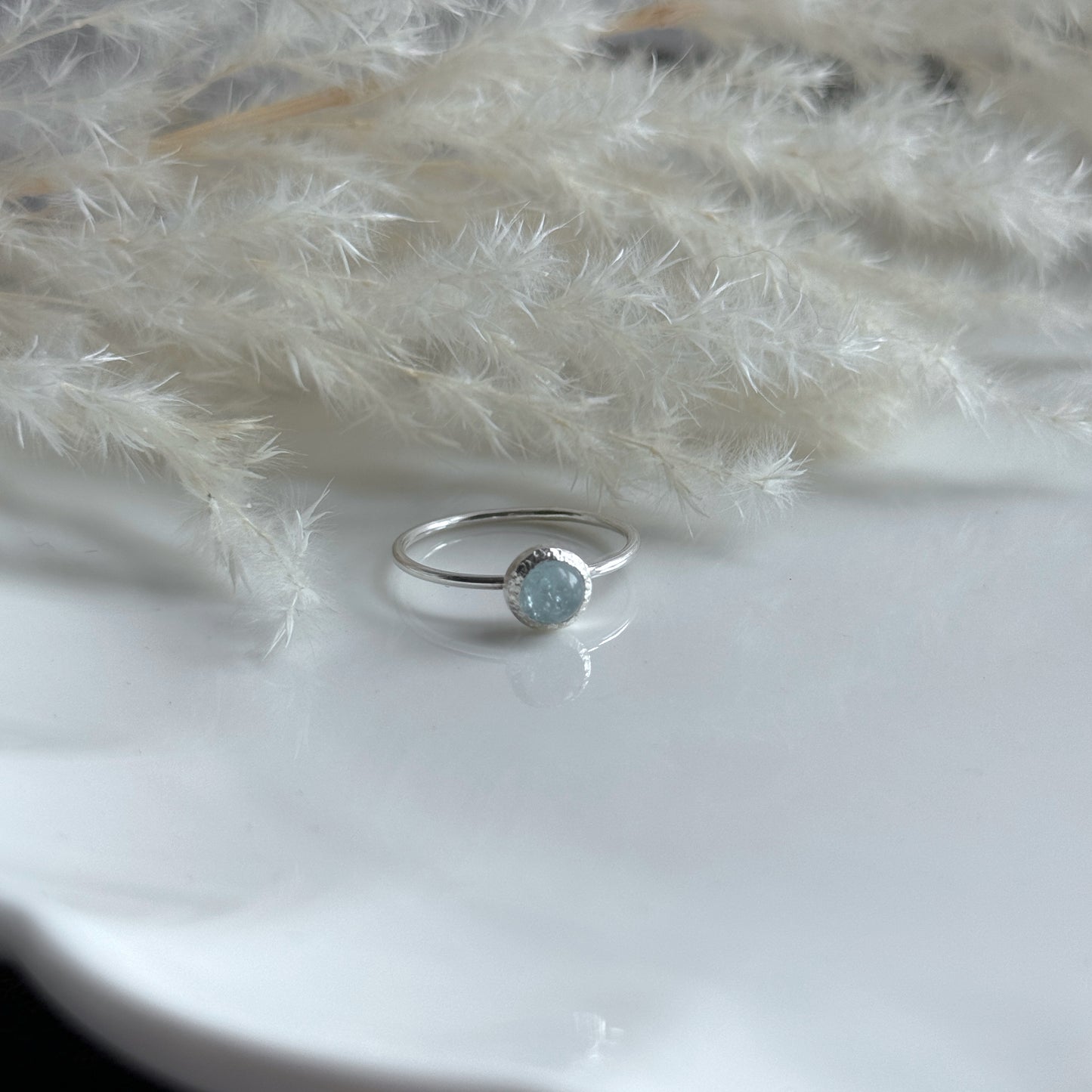 Aquamarine & Silver Ring - 5mm