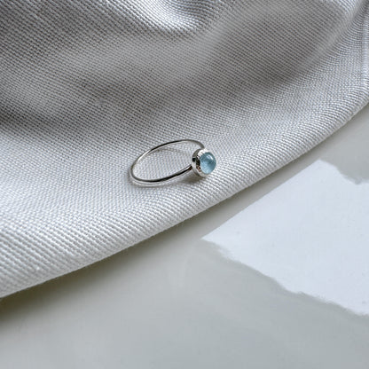 Aquamarine & Silver Ring - 5mm