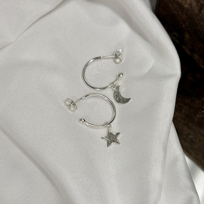 Moon & Star Hoop Earrings