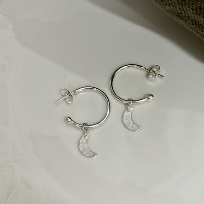 Crescent Moon Hoop Earrings