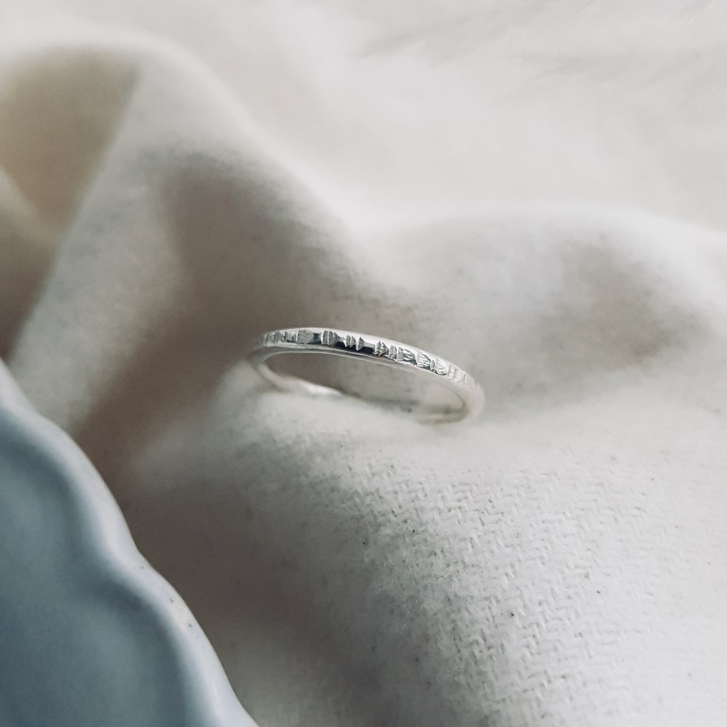 Infinity Silver Ring - Hammered Lines