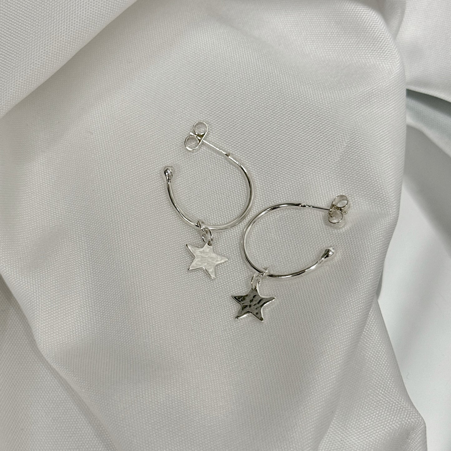 Silver Star Hoop Earrings