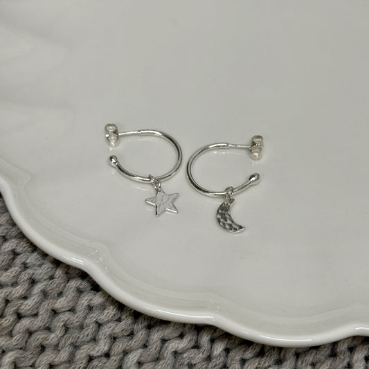 Moon & Star Hoop Earrings