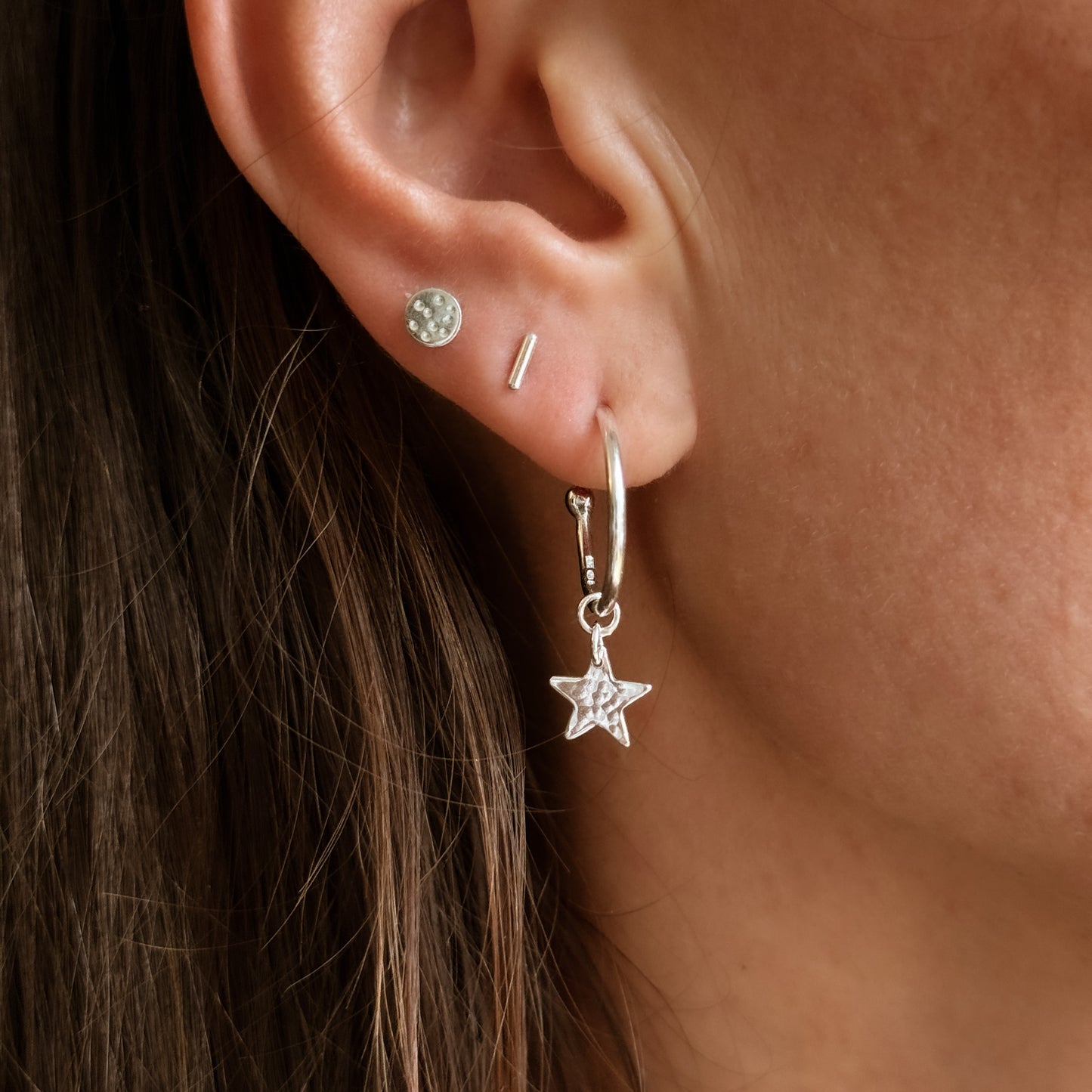 Silver Star Hoop Earrings