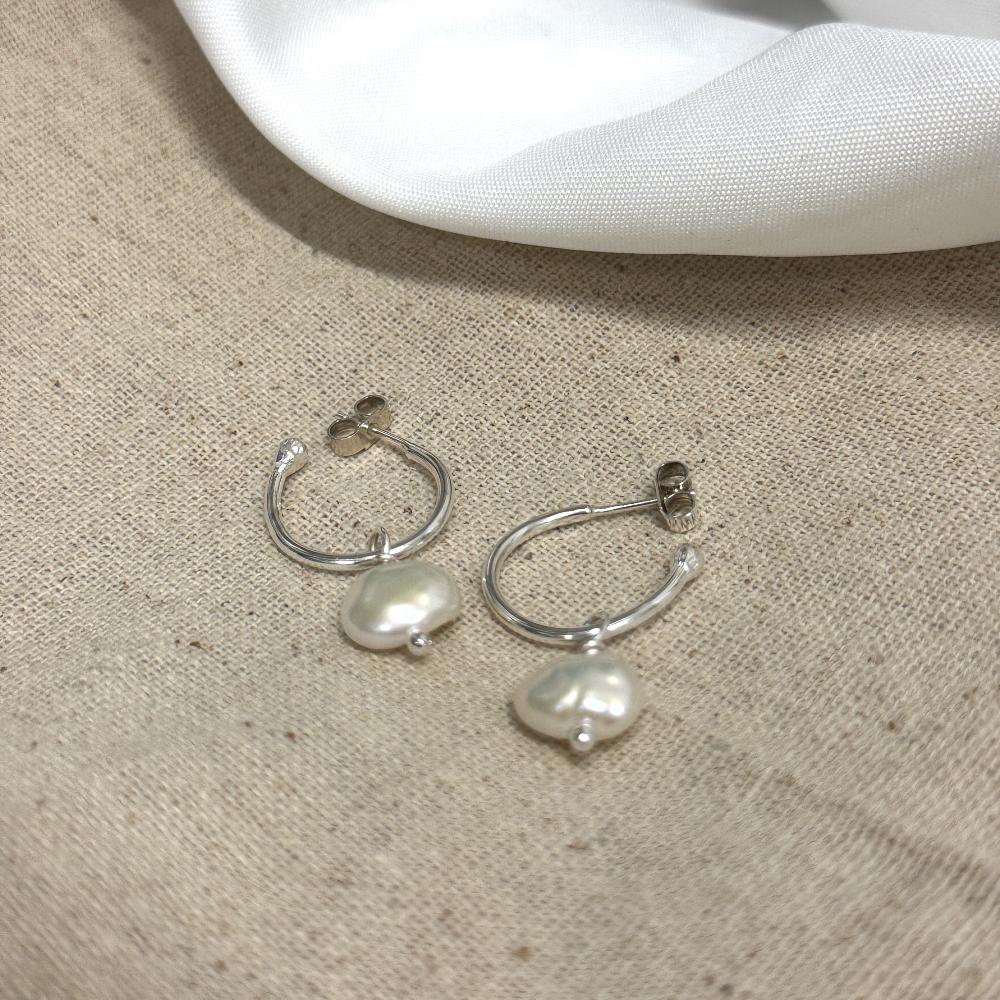 Pearl Hoops Earrings