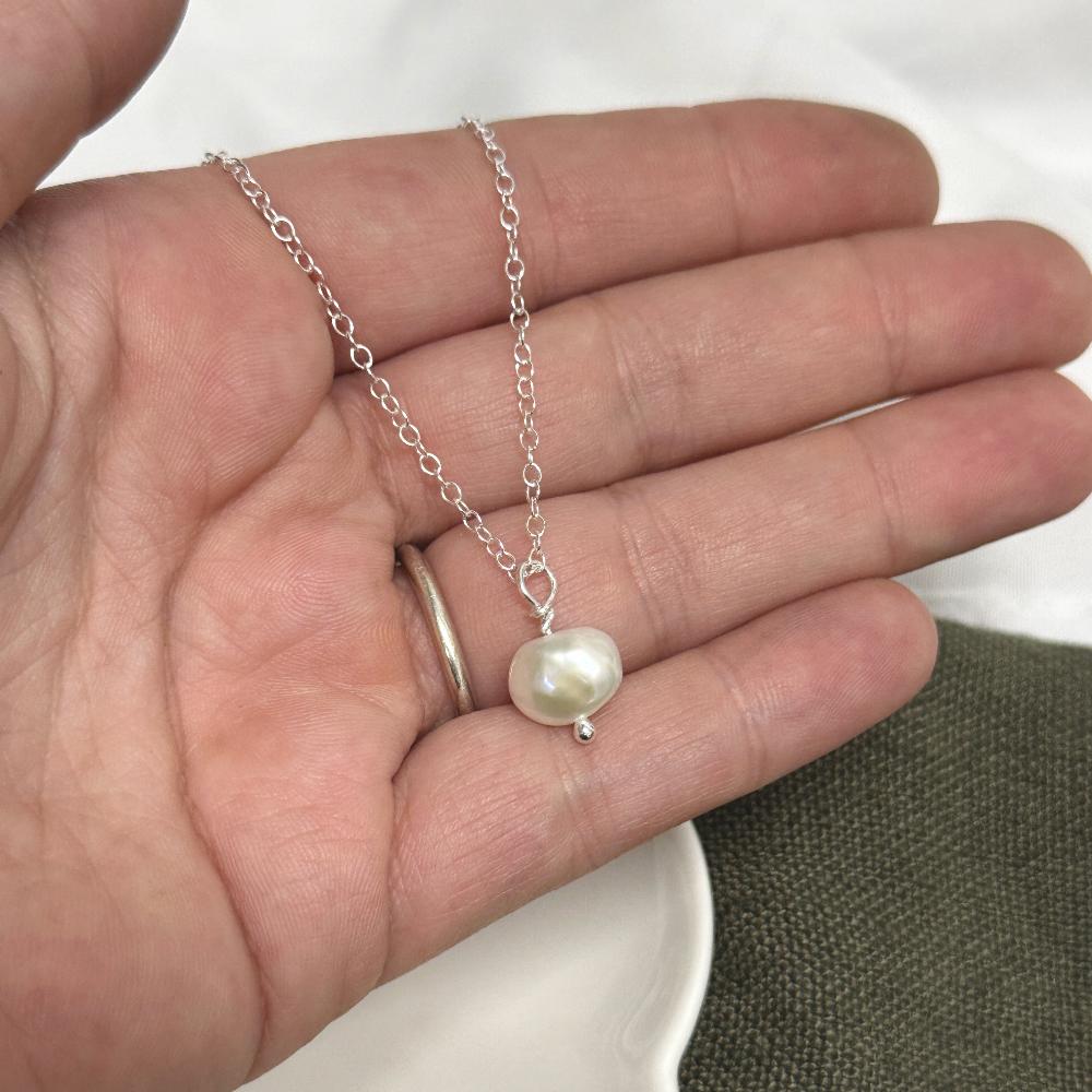 Silver Keshi Pearl Necklace