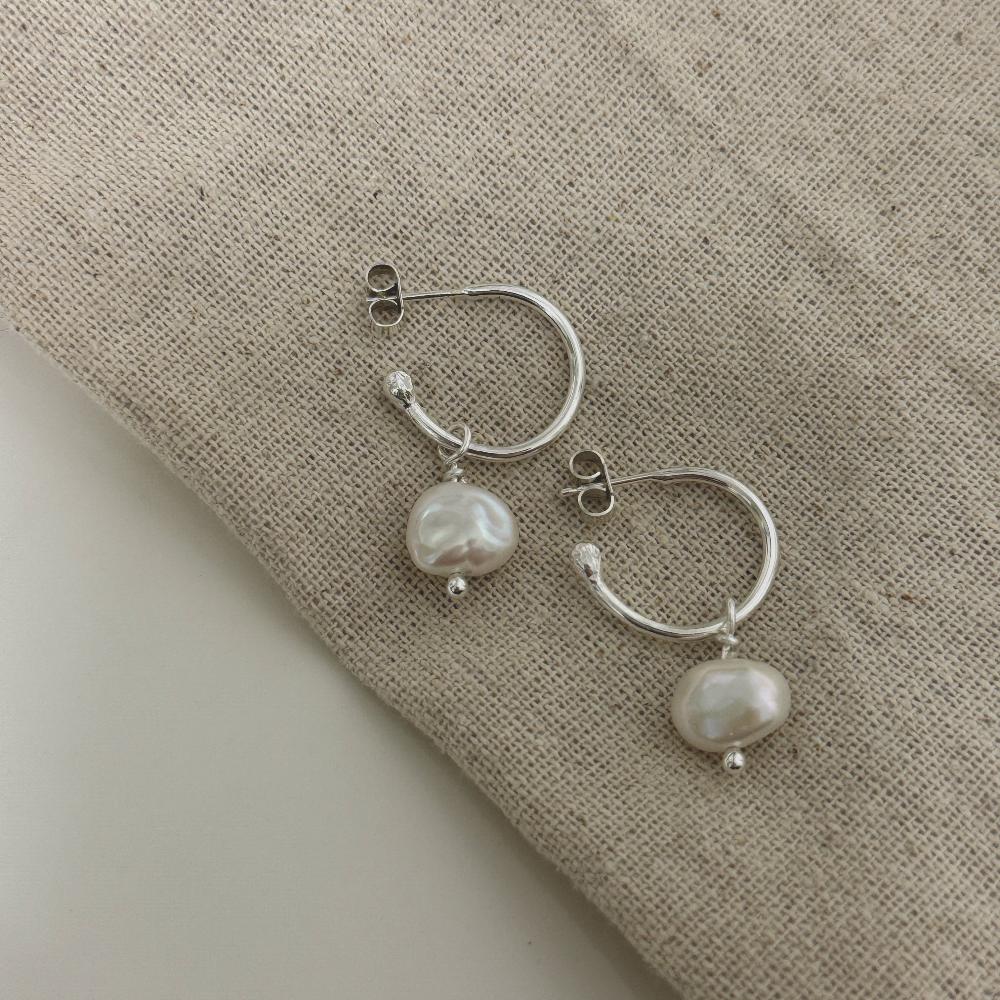 Pearl Hoops Earrings