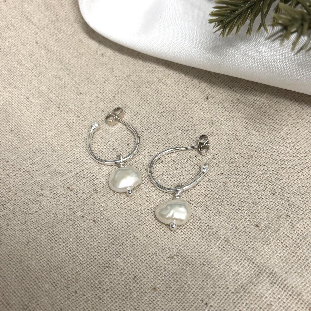 Pearl Hoops Earrings