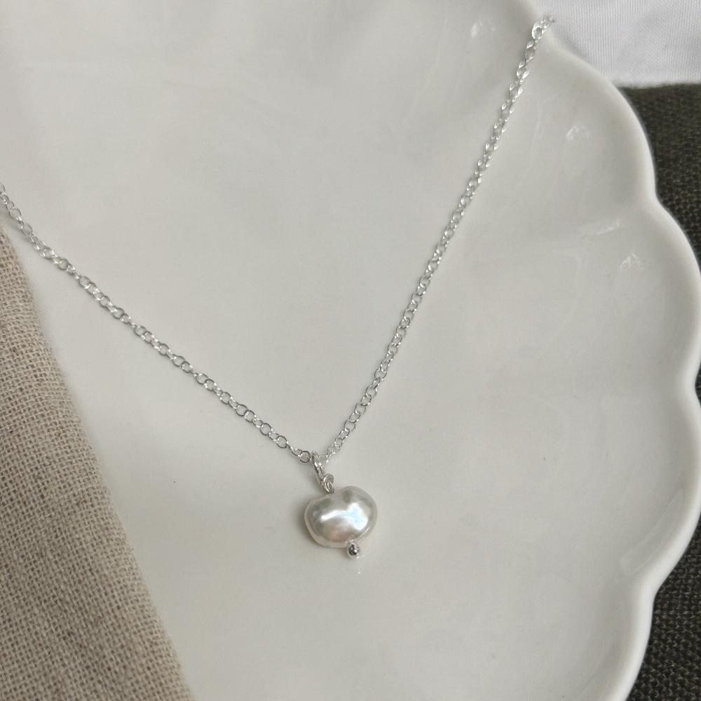 Silver Keshi Pearl Necklace