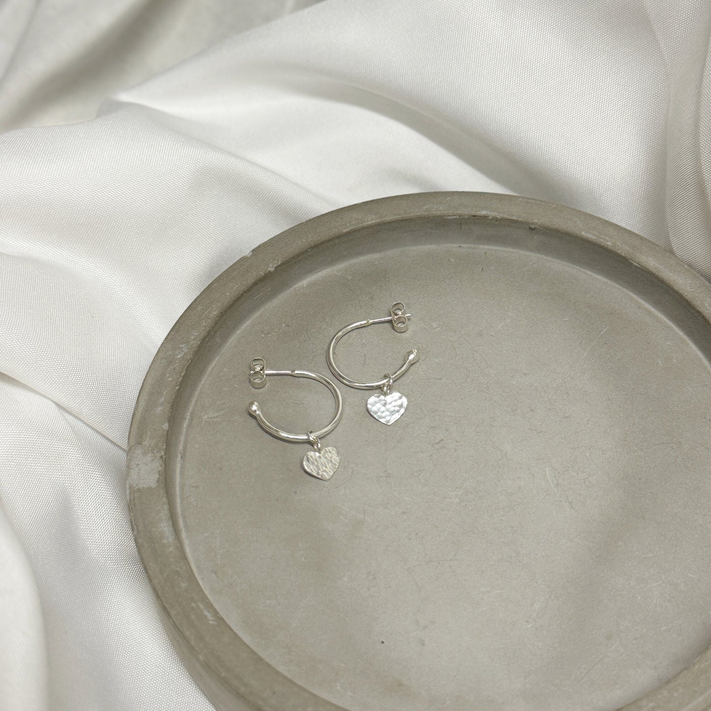 Silver Heart Hoop Earrings