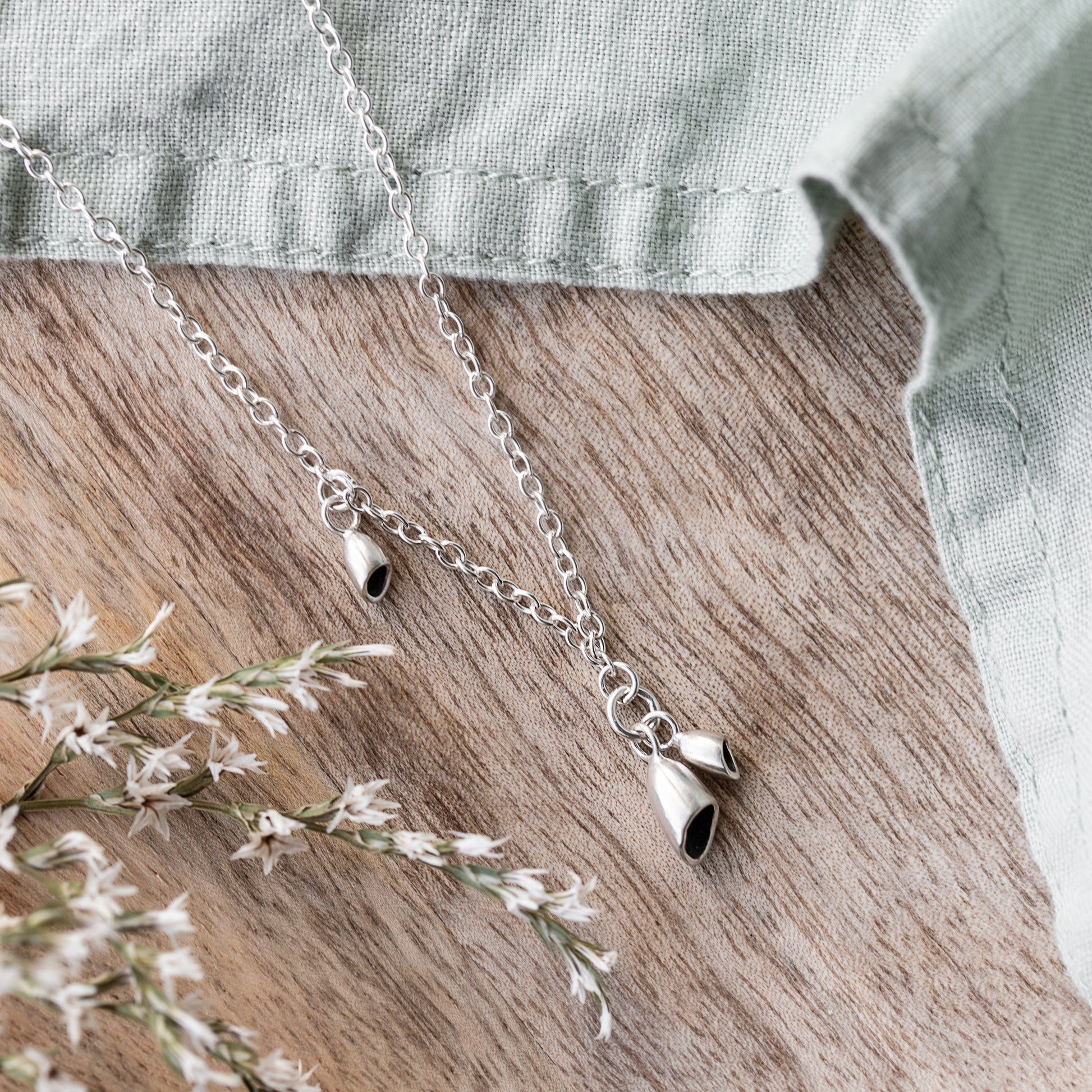Three Pod Silver Necklace, Handmade by Anna Calvert Jewellery 