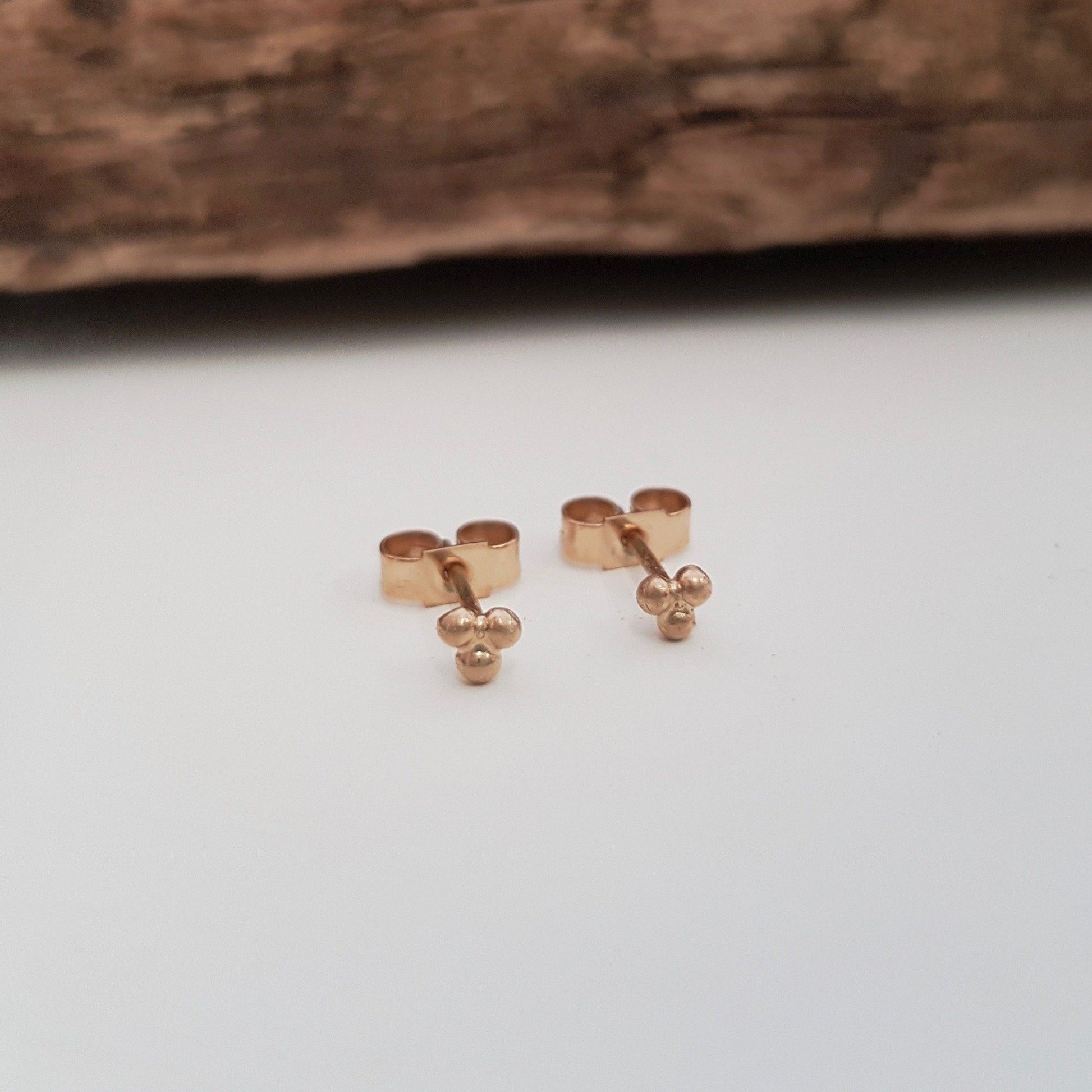 Tiny Gold Triangle Stud Earrings - Handmade by Anna Calvert Jewellery UK
