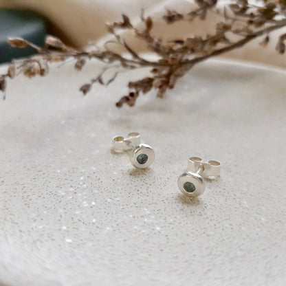 Alexandrite & Silver Studs Earrings Handmade by Anna Calvert Jewellery in the UK