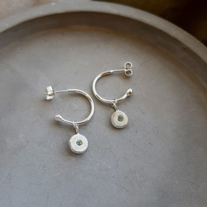 Alexandrite & Silver Handmade Hoop Earrings made by Anna Calvert Jewellery in the UK