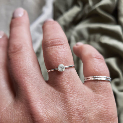 White Topaz & Silver Stacking Ring - Silver Stacking Ring by Anna Calvert Jewellery UK