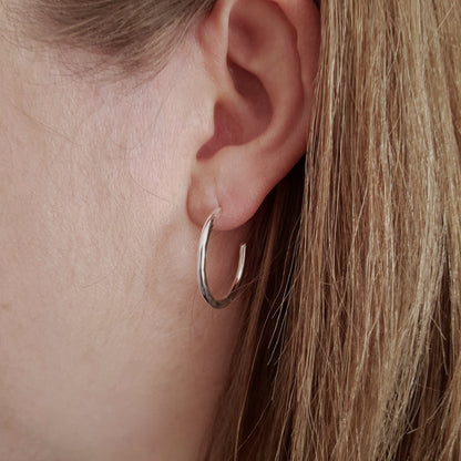 Hammered Silver Hoop Earrings Earrings Handmade by Anna Calvert Jewellery 