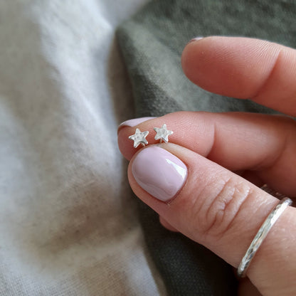 Tiny Silver Star Earrings Earrings Anna Calvert Jewellery 