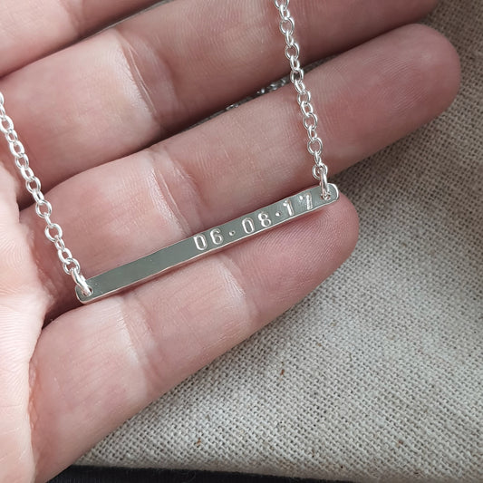 Silver Bar Necklace Personalised