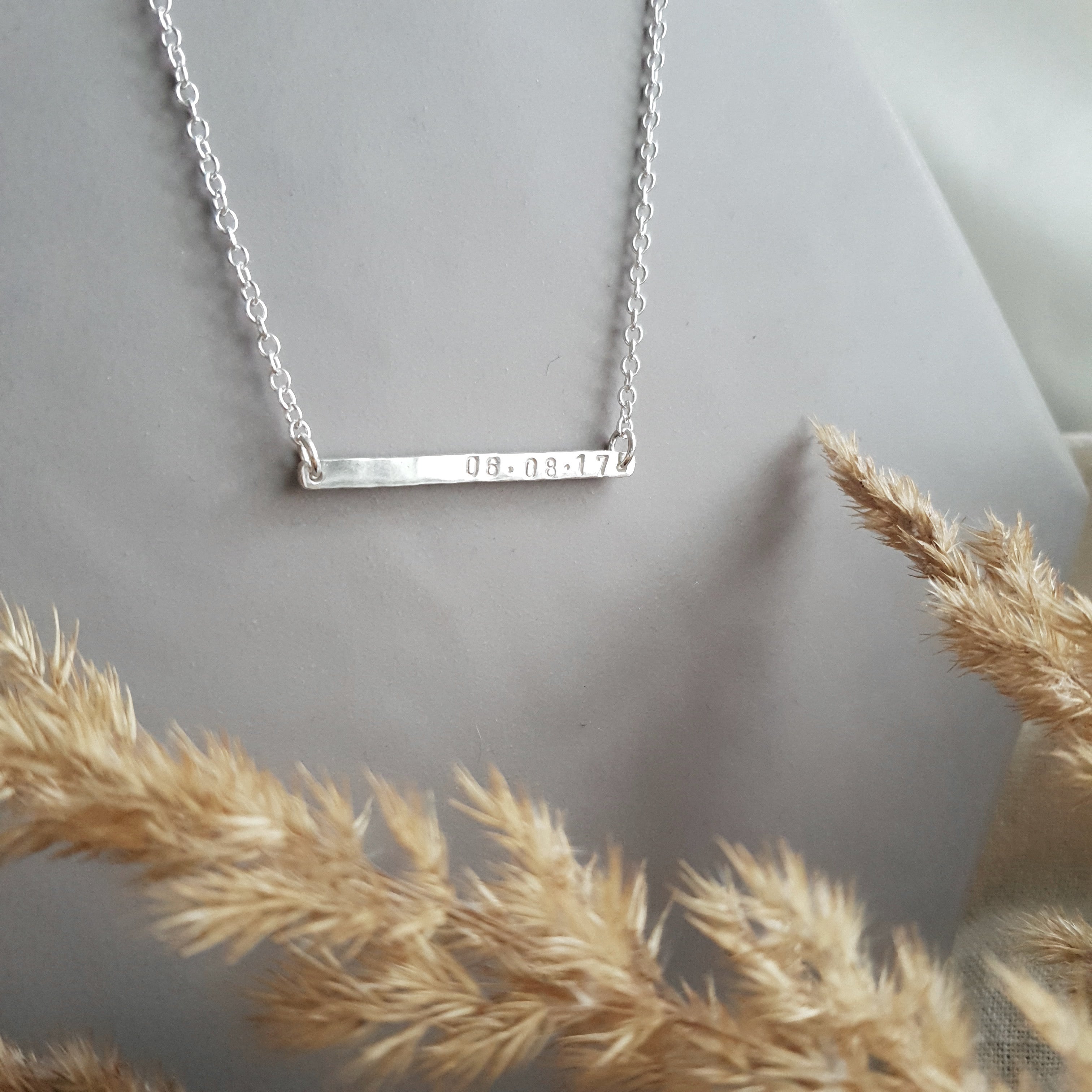 Solid silver 2025 bar necklace