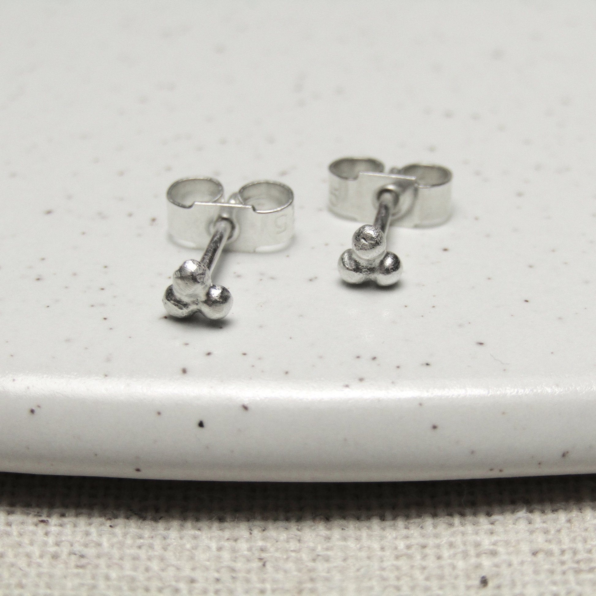 Tiny Triangle Silver Stud Earrings - Anna Calvert Jewellery Handmade UK