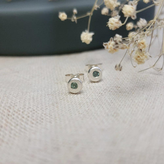 Alexandrite & Silver Studs Earrings Handmade by Anna Calvert Jewellery in the UK