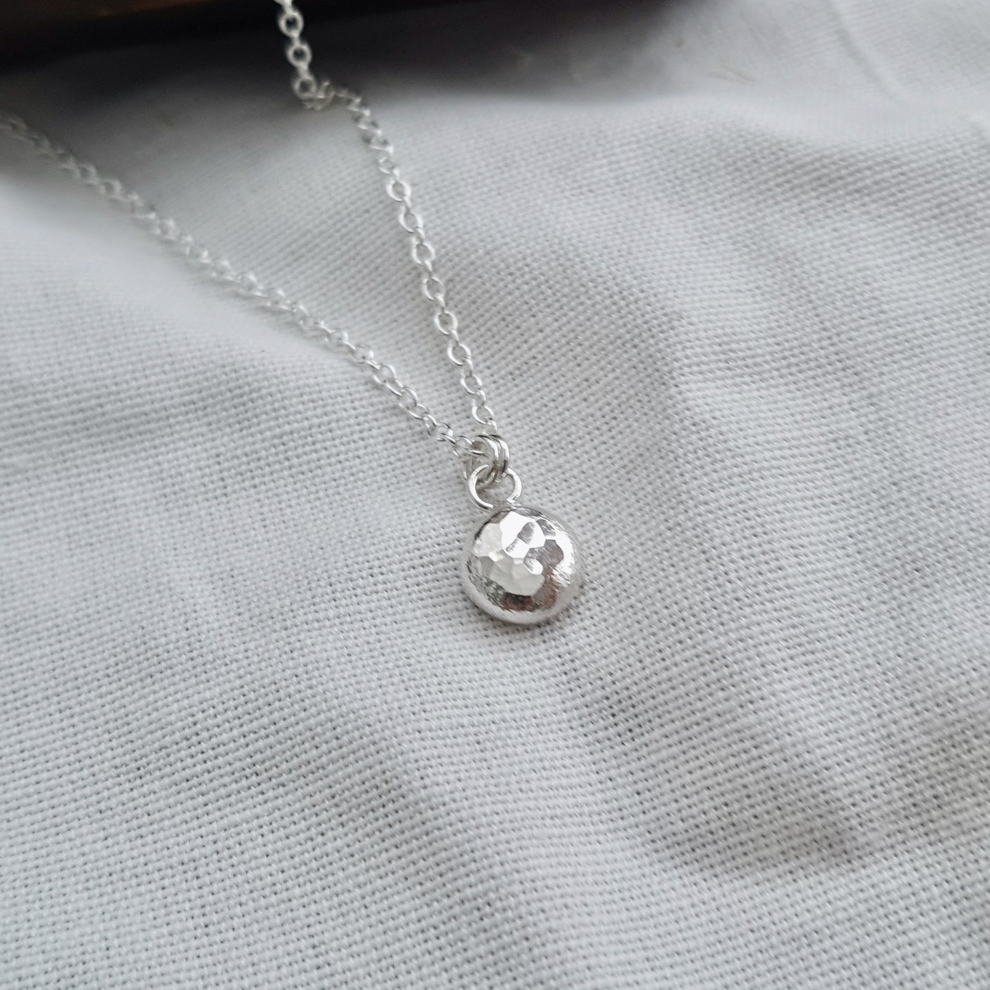 Silver Pebble Necklace - Hammered