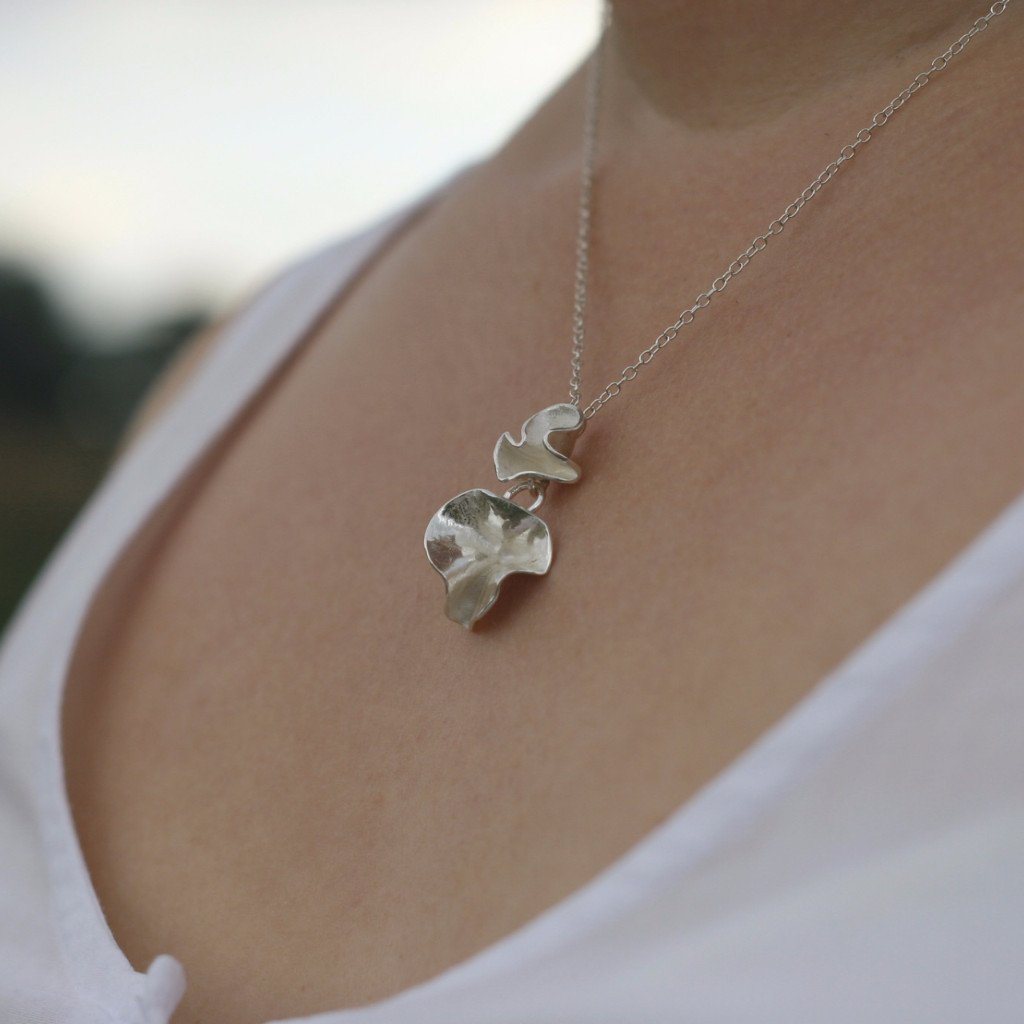 Silver Double Blossom Necklace, Necklace - Anna Calvert Jewellery Handmade in the  UK