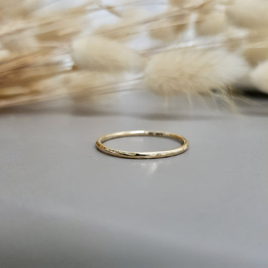 Hammered Gold Stacking Ring - 9ct Gold