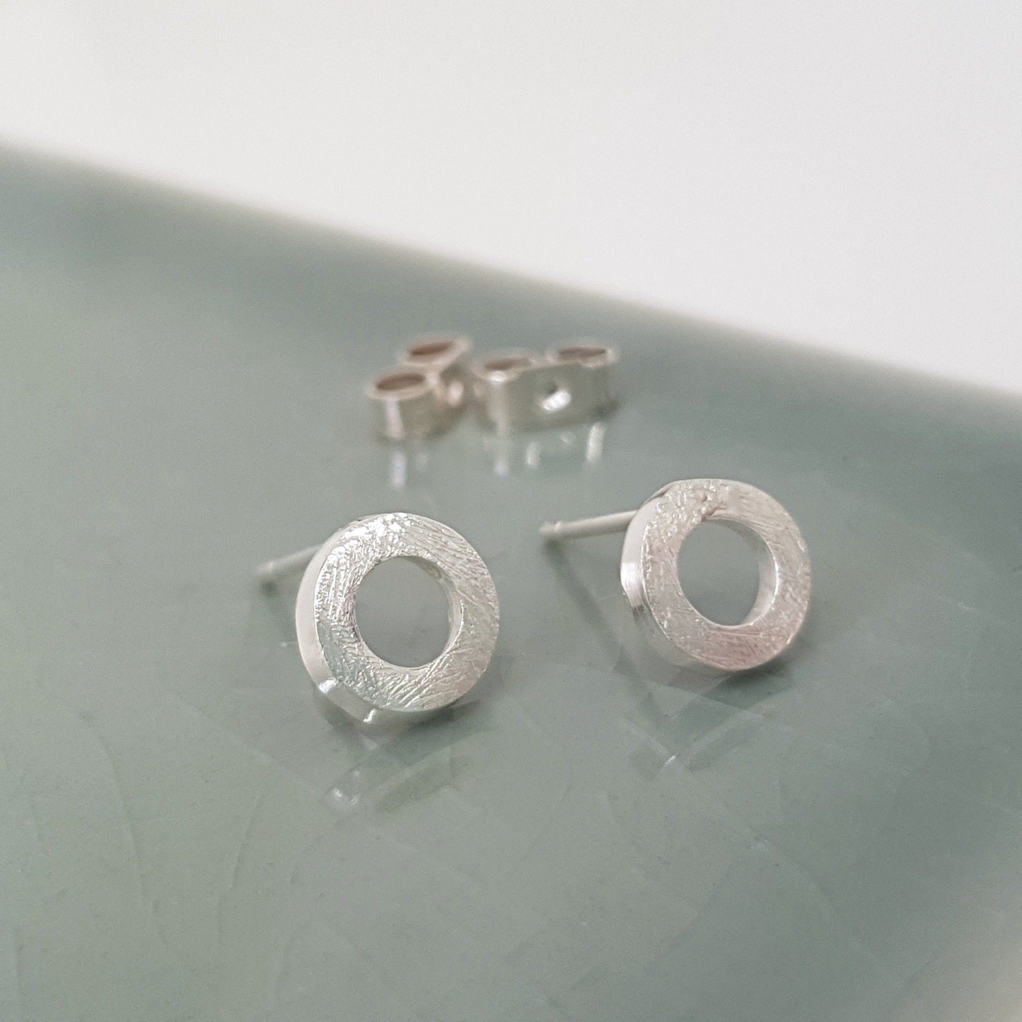 Silver Small Link Studs Earrings Handmade by Anna Calvert Jewellery in the UK