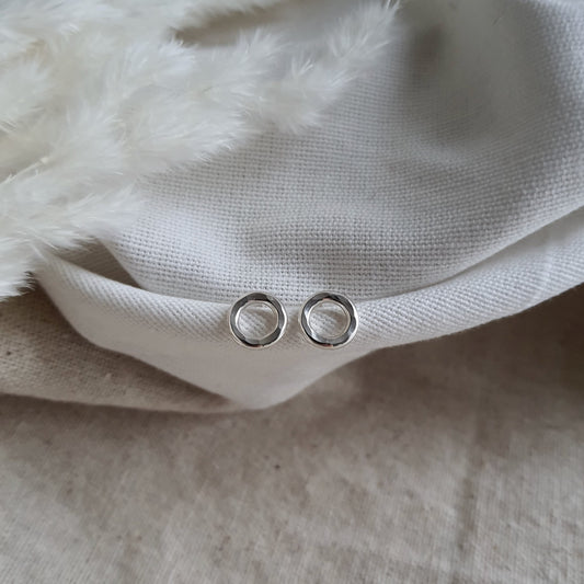 Hammered Silver Circle Studs