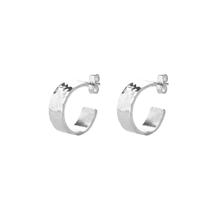 Chunky Handmade Silver Hoops Earrings Anna Calvert Jewellery UK