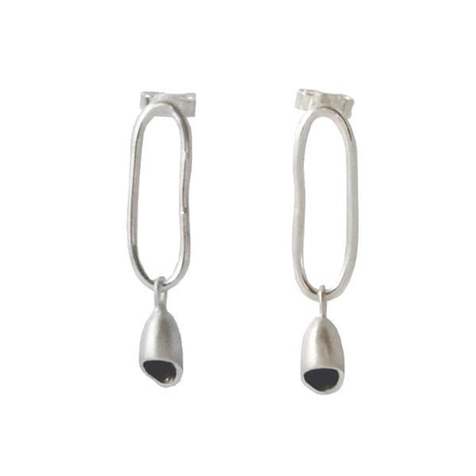 Silver Linked Pod Earrings, Earrings - Anna Calvert Jewellery Handmade in the UK