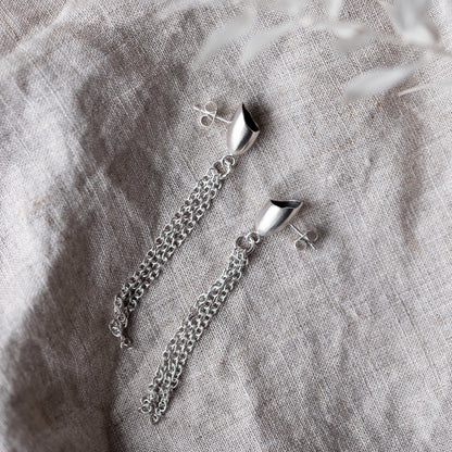 Silver Pod Chain Earrings Earrings handmade by Anna Calvert Jewellery in the UK