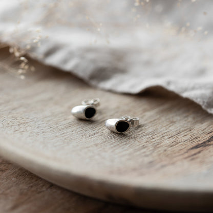 Silver Pod Stud Earrings - Small Silver Earrings Handmade by Anna Calvert Jewellery UK