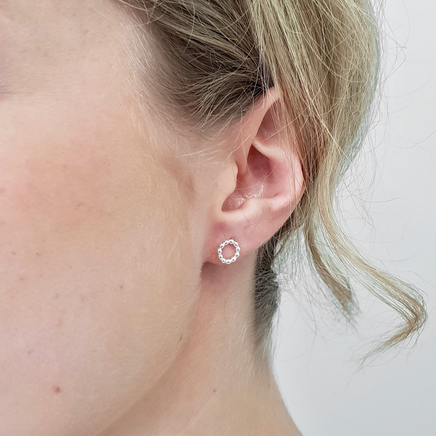 Handmade Silver Circle Studs Earrings Anna Calvert Jewellery UK