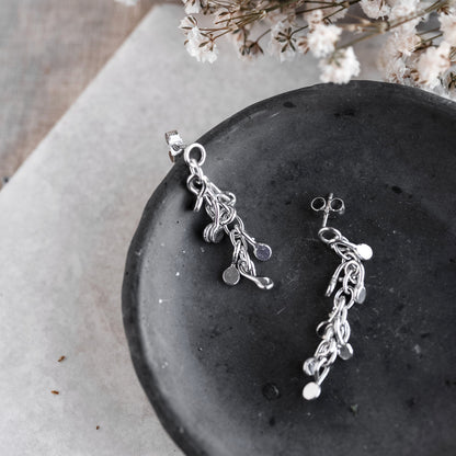 Handmade Silver Berry Earrings by Anna Calvert Jewellery in the UK
