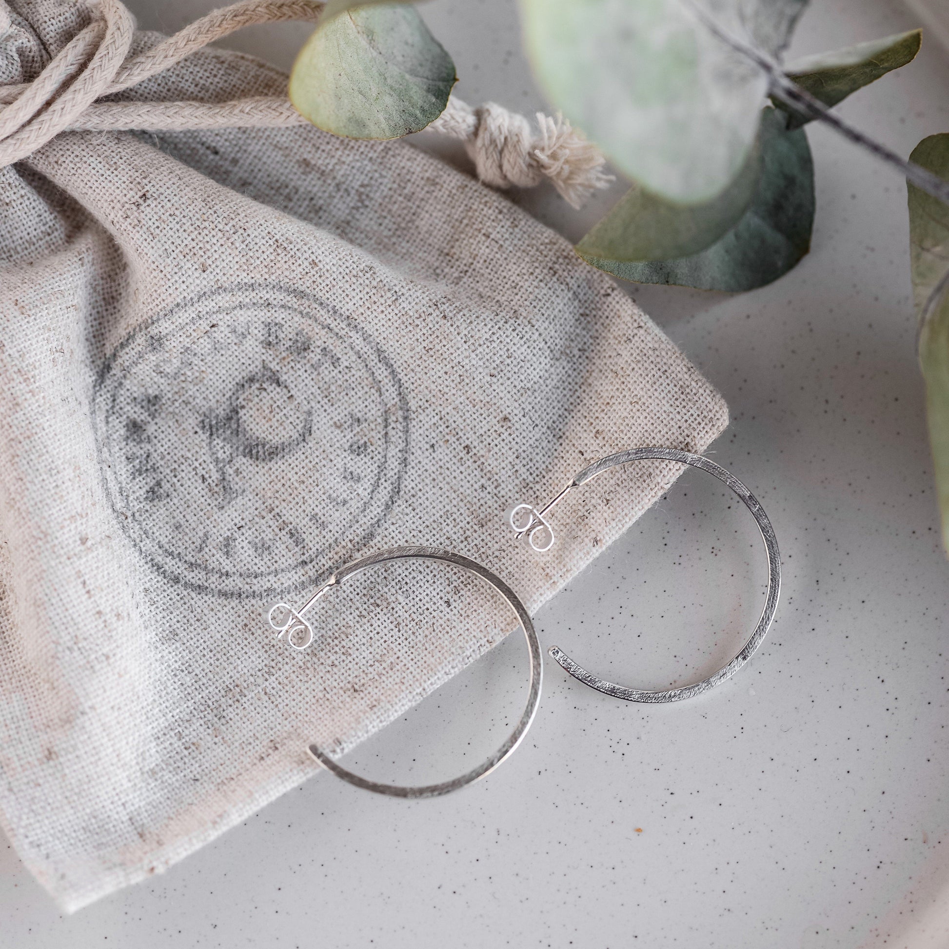 Silver Hoop Earrings Handmade by Anna Calvert Jewellery in the UK