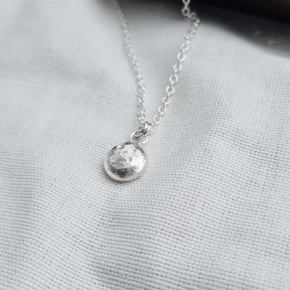 Silver Pebble Necklace - Hammered