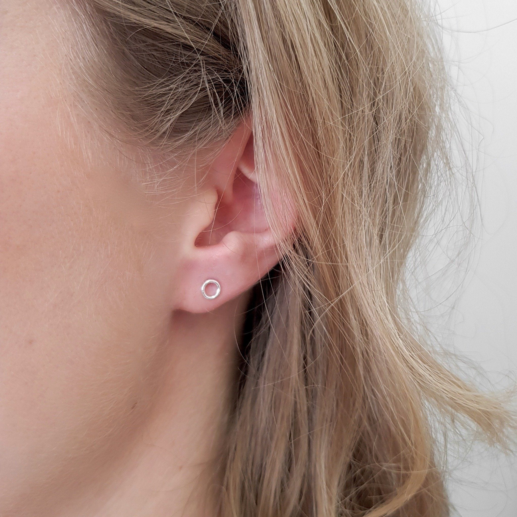 Small Silver Circle Studs Handmade by Anna Calvert Jewellery