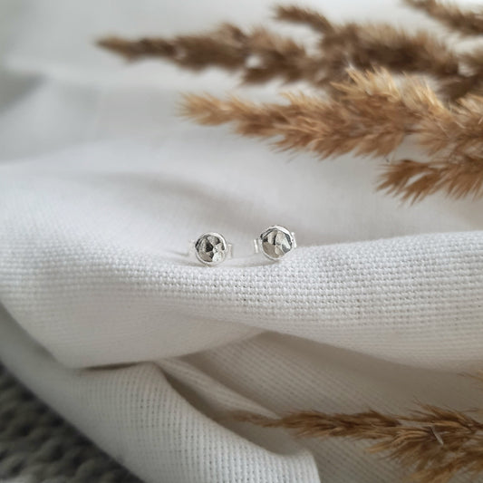 Silver Pebble Studs - Hammered