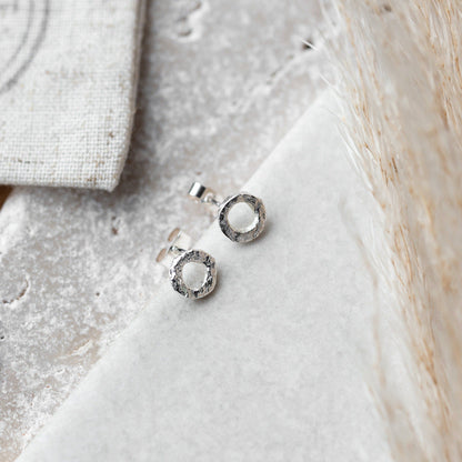 Silver Molten Studs Earrings handmade by Anna Calvert Jewellery in the UK
